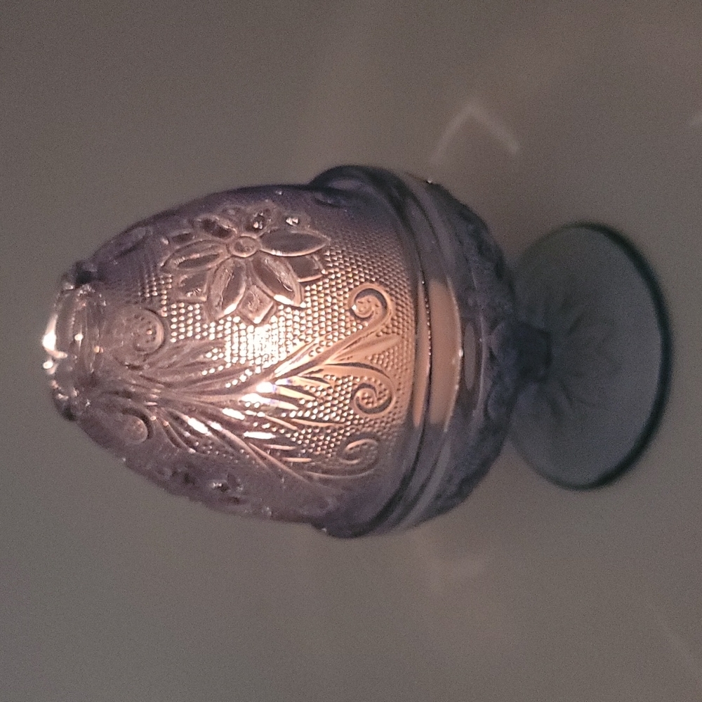 Tiara Blue Chantilly Sandwich Indiana Glass Fairy Lamp Candle Tea Light 2 Piece - Picture 7 of 7